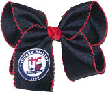 Large Victory Academy (Baton Rouge) Navy with Red Moonstitch and Red Knot Bow